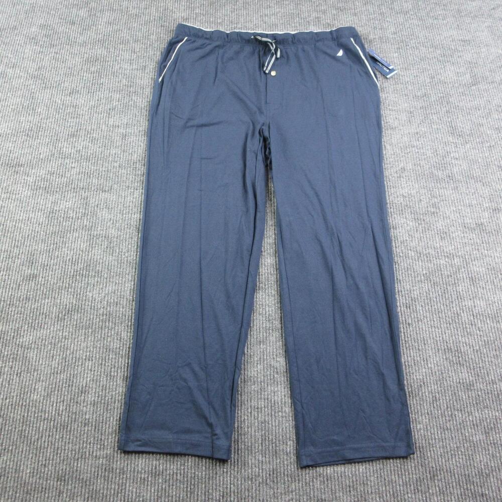 Nautica Pajama Pants Mens 2XL Blue Sleepwear Drawstring Logo Light Jersey NWT